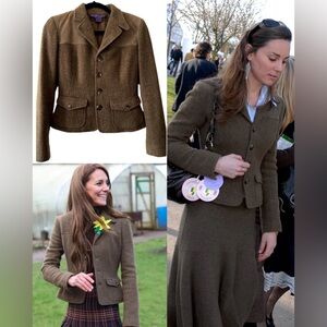 Ralph Lauren Cropped Wool Jacket in Brown- ASO Kate Middleton Royal - US4 (Rare)